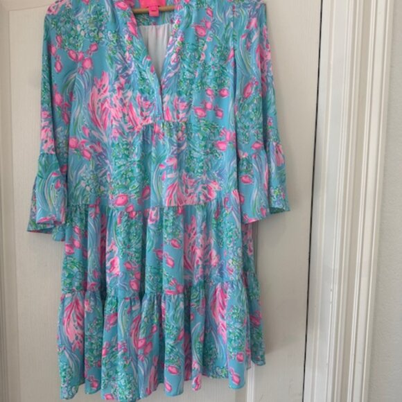 Lilly Pulitzer Gabriel Dress, Amalfi Blue Best Fishes, Size 00 - Picture 9 of 12